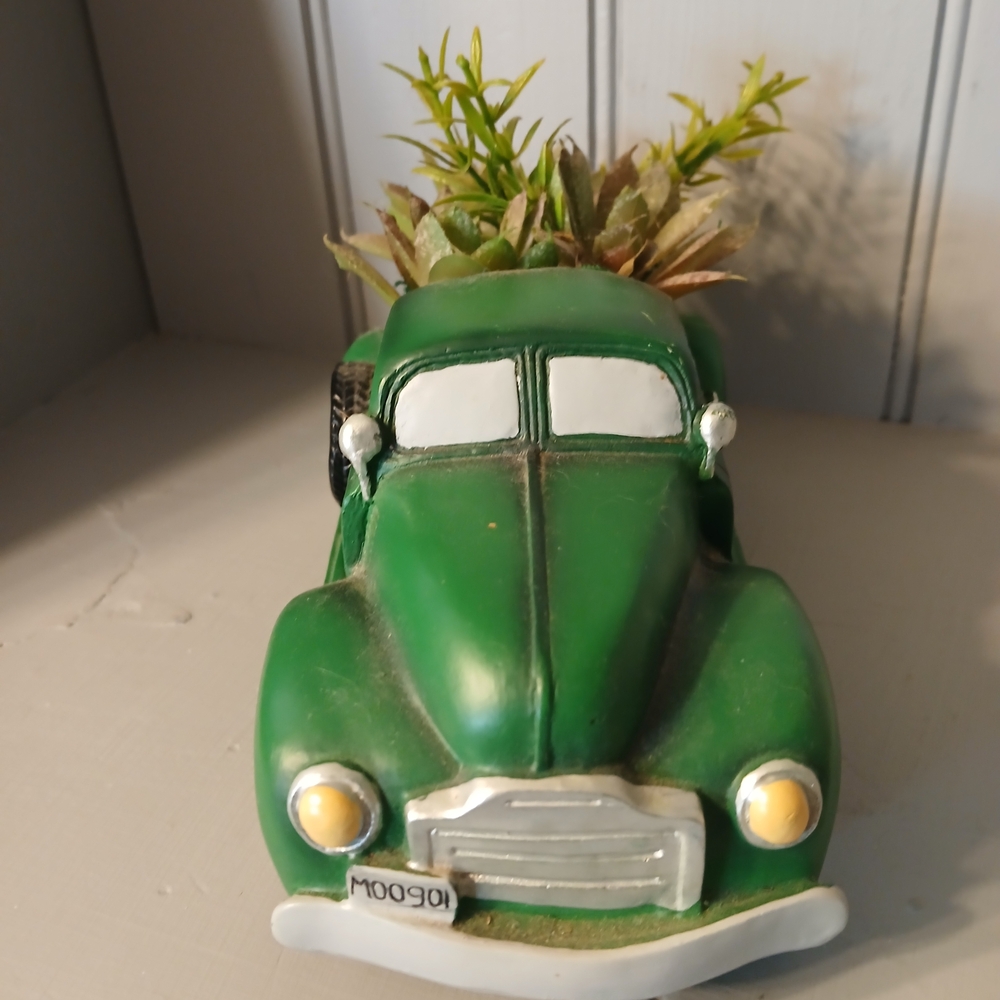 Green Vintage Truck Planter with Succulents